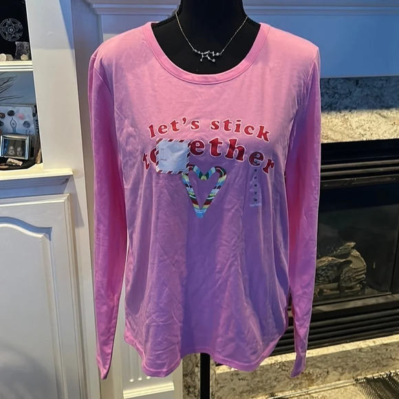 Pink Lets Stick Together Sleep Chic Shirt - Picture 1 of 5